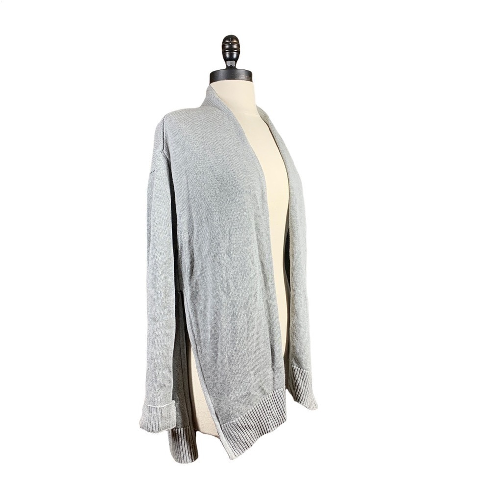 J. Jill grey heather open front cardigan with side zip accents NWT